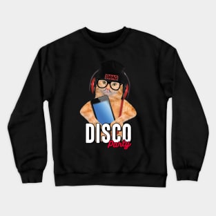 Disco Party Cat Crewneck Sweatshirt